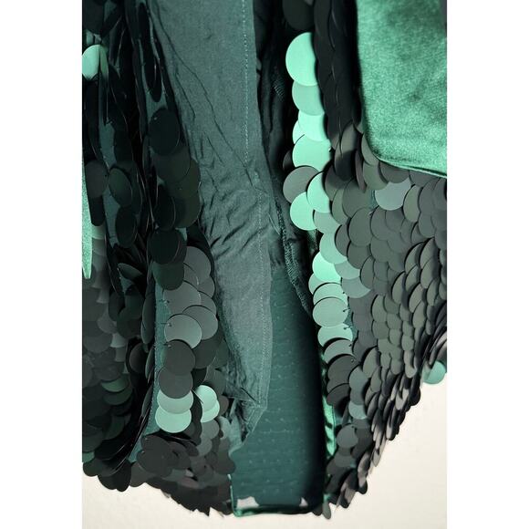 Anthropologie x Maeve Women's Sequined One-Shoulder Mini Dress Forrest Green NWT - Picture 9 of 14